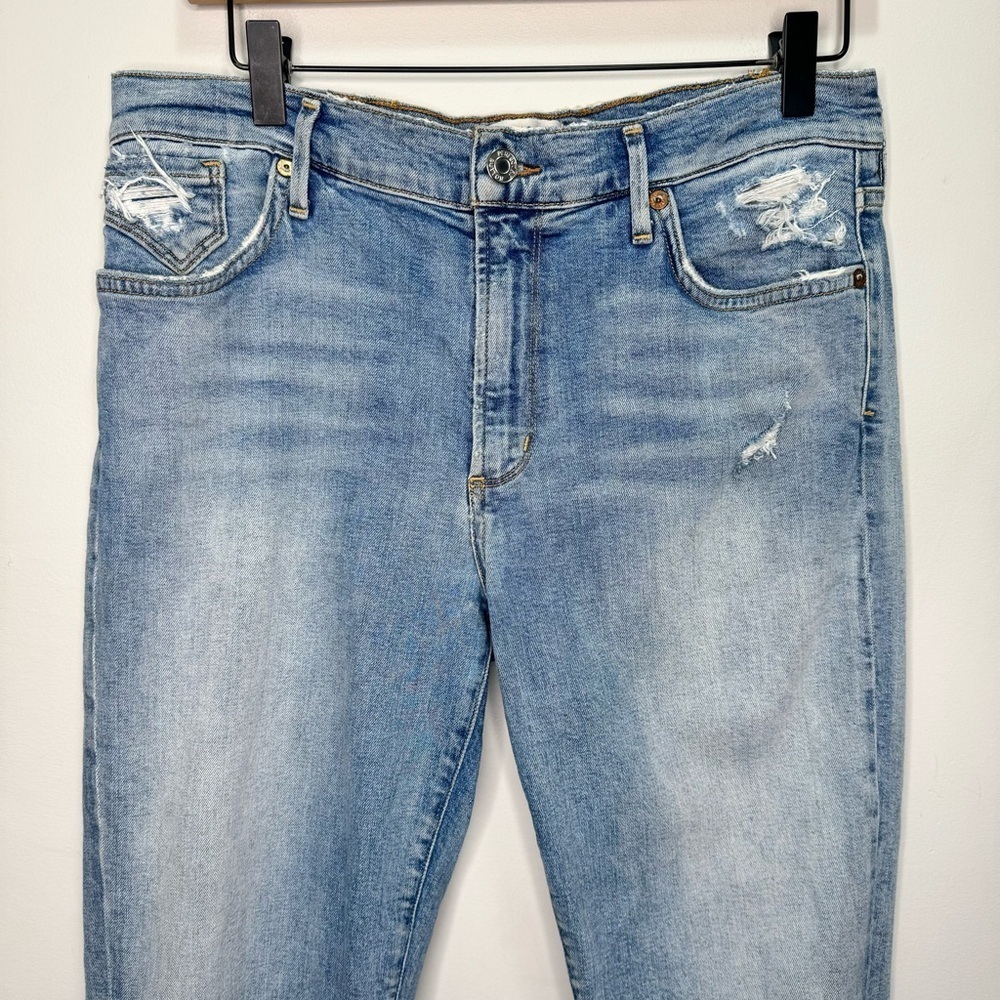AGOLDE Sophie Crop Jean Chewed Hem & Waistband Size 30 Distressed Destroyed - Picture 3 of 14